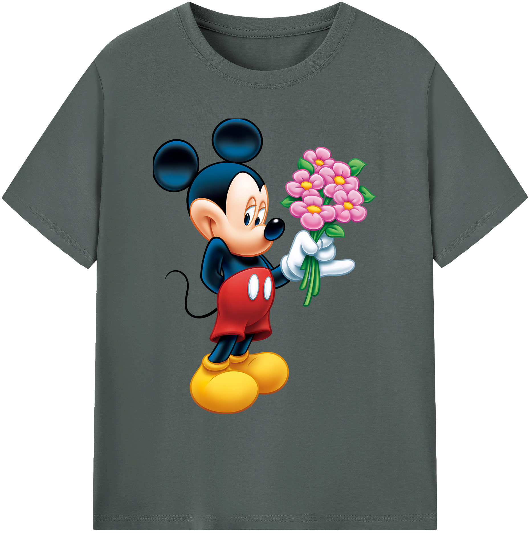 ミッキーマウス Mickey Mouse 綿100％ メンズ半袖Tシャツ｜肌触りやわらか＆通気性